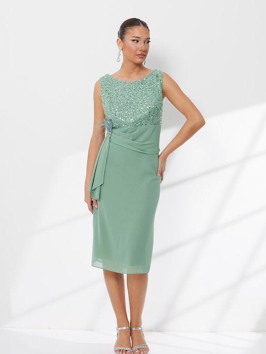 Summer Midi Evening Dress Green