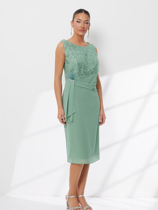 Summer Midi Evening Dress Green