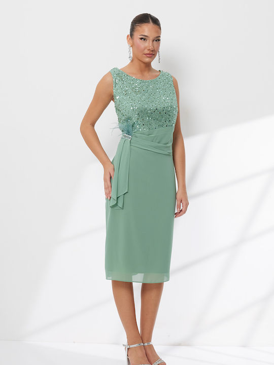 Summer Midi Evening Dress Green