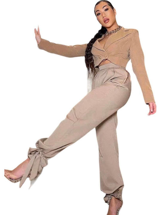 Women's Fabric Trousers Ecru