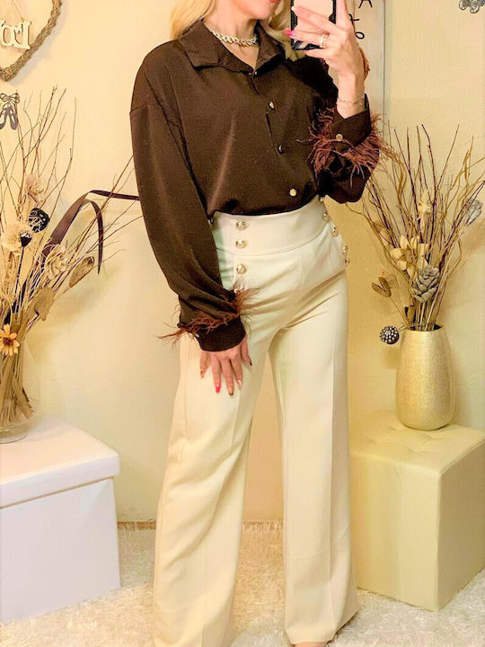 Woman's Fashion Women's High Waist Fabric Palazzo Pants Slim Fit Graphite