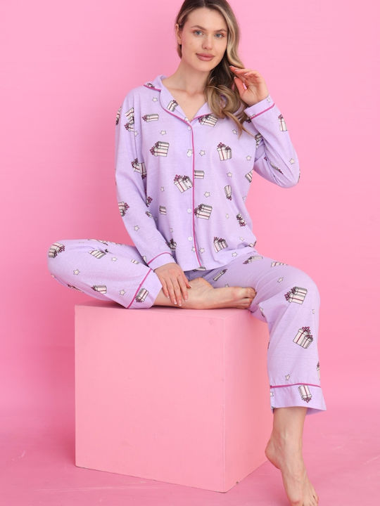 Siyah Inci De iarnă Set Pijamale pentru Femei Lilac
