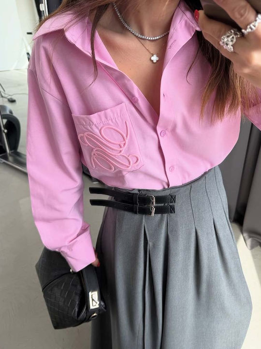Mânecă lungă Femei Cămașă Pink