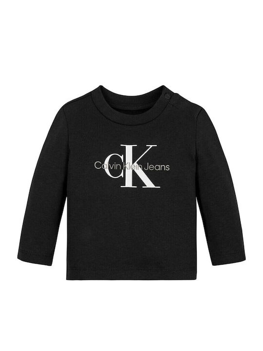 Kids Long-sleeved Black Monogram Top