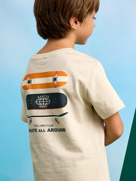 Kinder-T-Shirt Beige Roll and Flow
