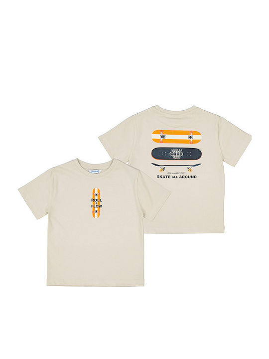 Kinder-T-Shirt Beige Roll and Flow