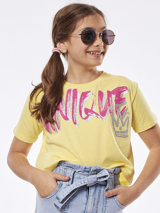 Kids' Crop Top Short Sleeve Yellow