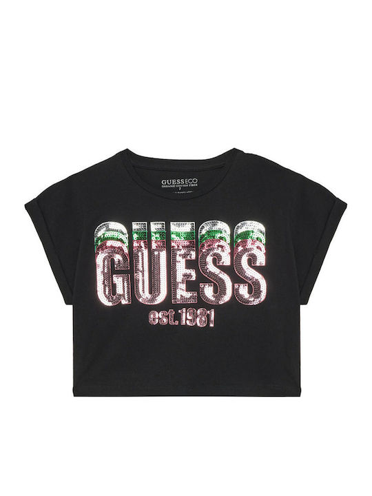 Kids' Crop Top Short Sleeve Black