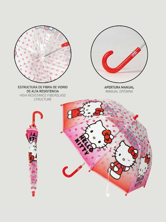 Hello Kitty Umbrelă pentru copii Baston Roz cu diametrul de 45cm.
