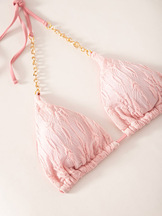 Set Bikini Triunghi Detaliu Lanț Roz Roz
