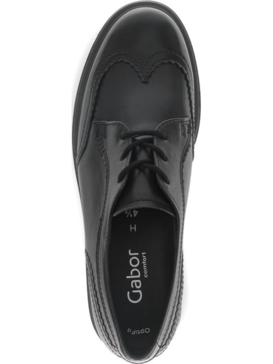Leder Damen Oxfords in Schwarz Farbe