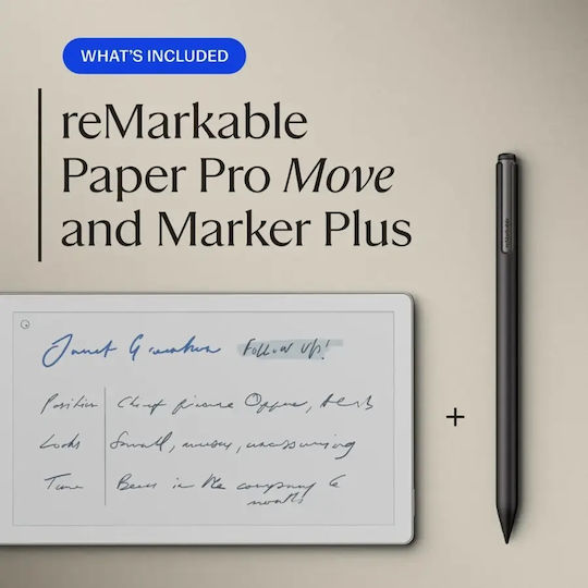 reMarkable E-Book-Reader Paper Pro Move 7.3 Zoll 64GB mit Marker Plus und Premium Leder Buchhülle Schwarz