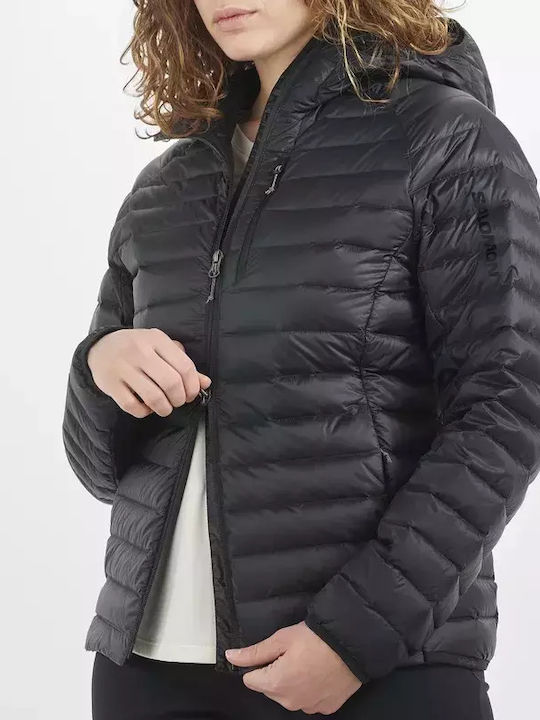 Women's for Hiking Puffer Jacket for Winter with Hood Deep Black