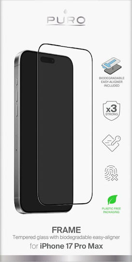 Puro Tempered Glass Μαύρο (iPhone 17 / 17 Pro / 16 Pro)