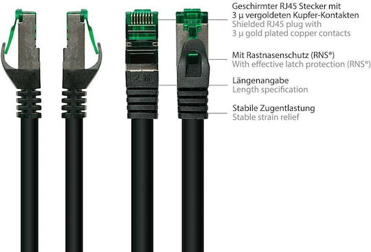 Alcasa S/FTP Kat.6a Gigabit Netzwerkkabel Ethernet 30m Schwarzes
