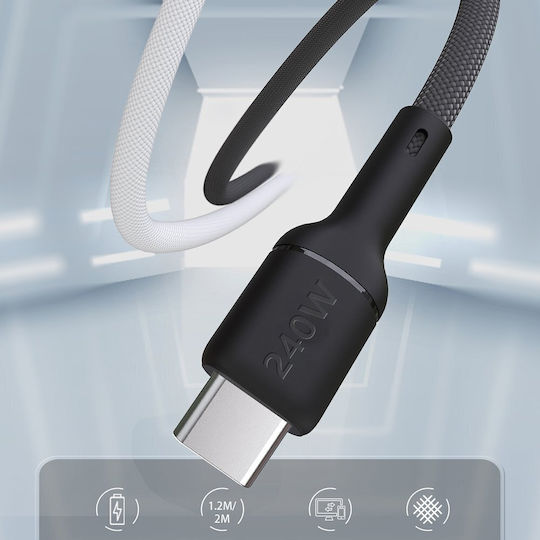 Dudao USB 2.0 Cable USB-C male - USB-C 240W PD Μαύρο 2m