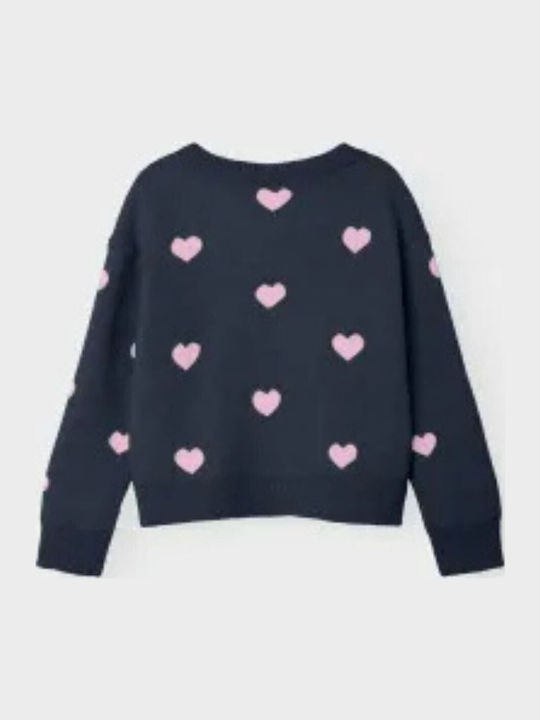 Kinderpullover Langarm dunkelblau, weiß