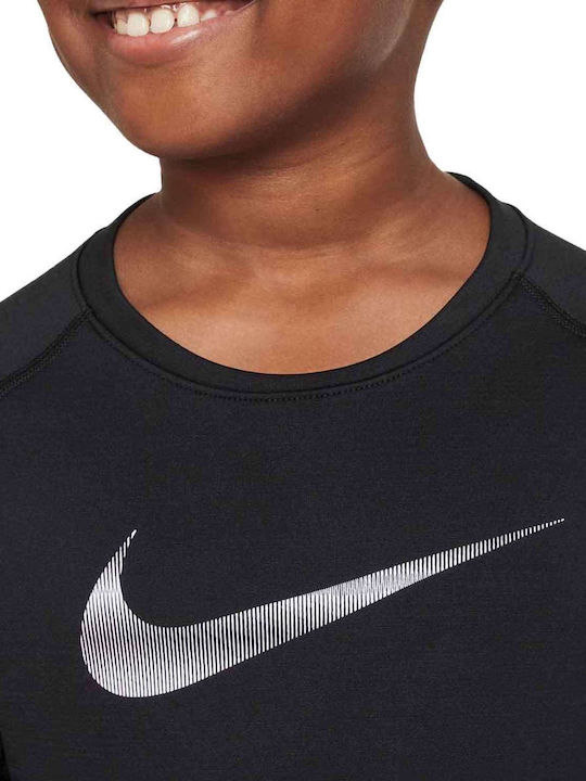 Bluză pentru copii Dri-Fit Cu mânecă lungă Neagră