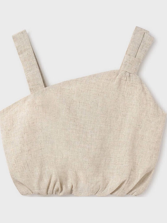 Kids' Crop Top Sleeveless Beige