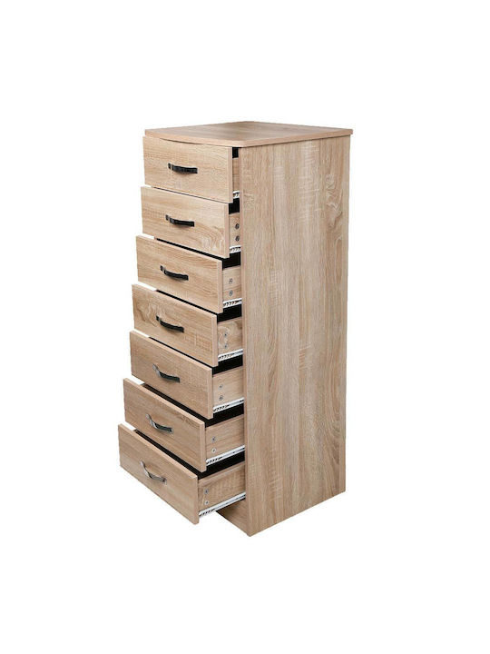Comodă Dormitor Din Lemn Cu 7 Sertare Stejar 46x42x116cm