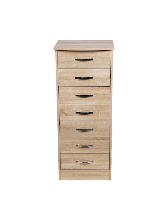 Comodă Dormitor Din Lemn Cu 7 Sertare Stejar 46x42x116cm