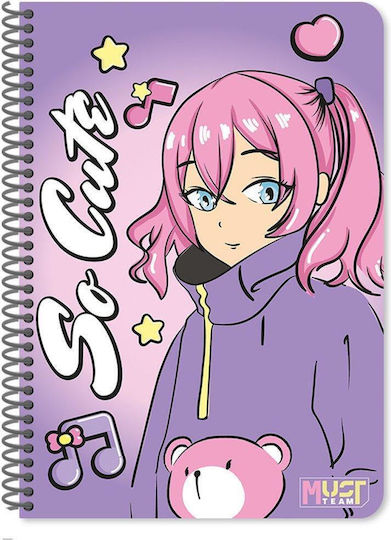 Must Team Spiral Notebooks Ruled A4 30 Sheets 8pcs (Μiscellaneous colours)