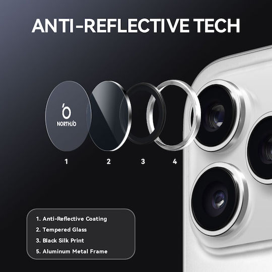 Northjo Προστασία Κάμερας Tempered Glass Ασημί για το Apple iPhone 17 Pro