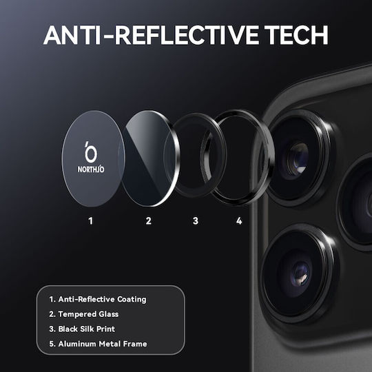 Northjo Camera Protection Tempered Glass Black for the Apple iPhone 17 Pro