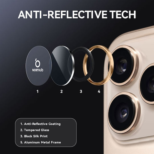 Northjo Camera Protection Tempered Glass Gold for the Apple iPhone 17 Pro