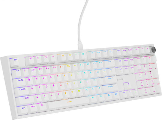 Genesis Thor 404 Gaming Mechanical Keyboard with Outemu Peach Silent switches and RGB lighting (English US) White