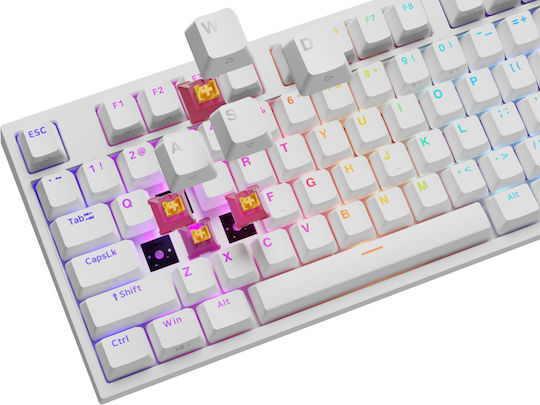 Genesis Thor 404 Gaming Mechanical Keyboard with Outemu Peach Silent switches and RGB lighting (English US) White