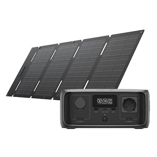 EcoFlow Solar System with River 3 Fan & Solar Panel with USB Charging