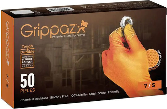 Grippaz Γάντια Εργασίας μιας Χρήσης Πορτοκαλί Νιτριλίου