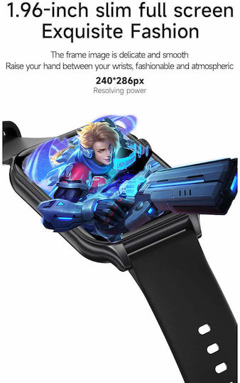Microwear P6 Max Smartwatch με Παλμογράφο (Μαύρο)