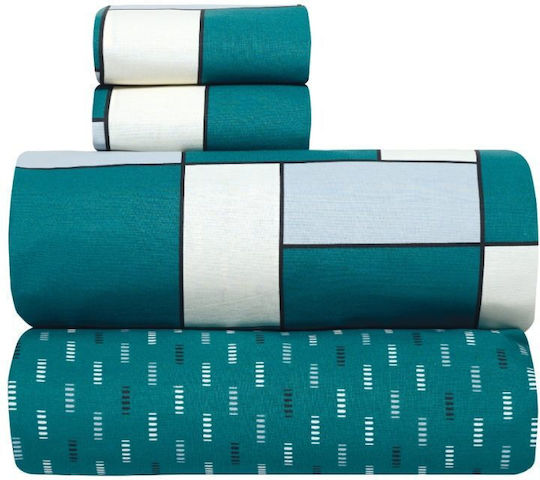 Kentia Sheet Sets Single 160x270cm. Cubi Green 3pcs