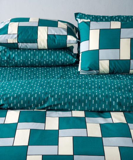 Kentia Sheet Sets Single 160x270cm. Cubi Green 3pcs