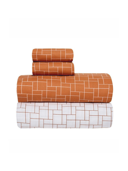 Kentia Sheet Sets Queen 240x270cm. Versus Dodici 06 Terracotta-white 4pcs