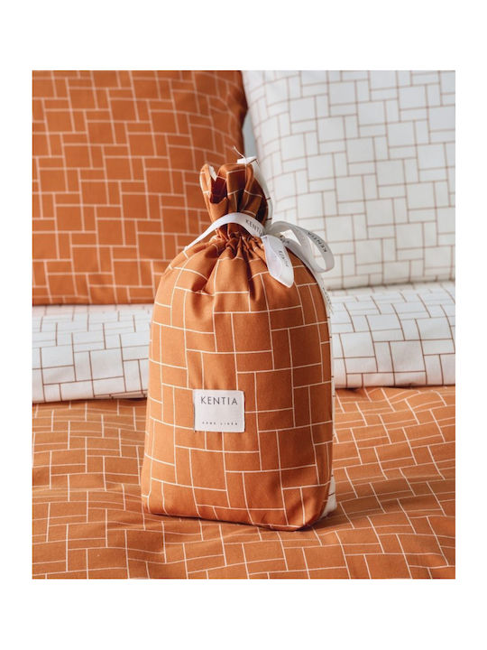 Kentia Sheet Sets Queen 240x270cm. Versus Dodici 06 Terracotta-white 4pcs