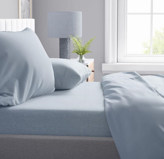 Dimcol Solid Παπλωματοθήκη Βαμβακερή Μονή 160x240 Solid 505 Light Blue-grey