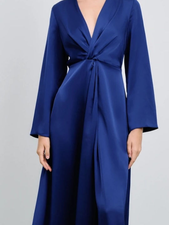 Maxi Dress for Wedding / Baptism Satin Blue