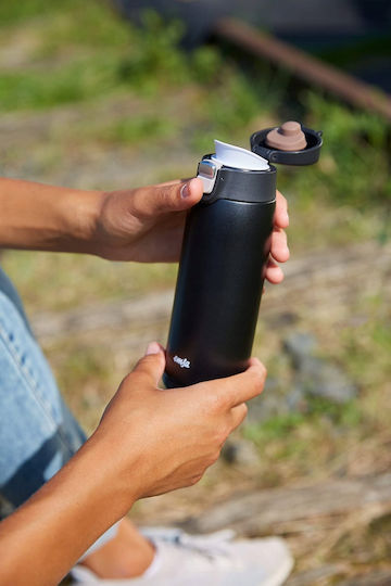 Emsa Handled Tumbler Thermos Plastic 400ml Black with Straw and Handle