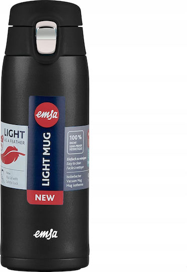 Emsa Handled Tumbler Thermos Plastic 400ml Black with Straw and Handle