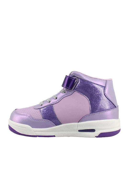 Παιδικά Sneakers High με Σκρατς & Φωτάκια Λιλά
