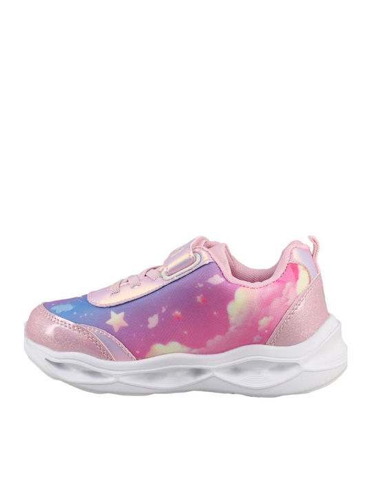 Παιδικά Sneakers με Σκρατς & Φωτάκια Ροζ