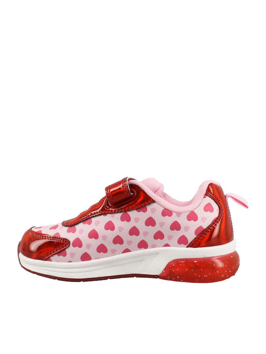 Kids Sneakers with Hoop & Loop Closure and Lights Pink