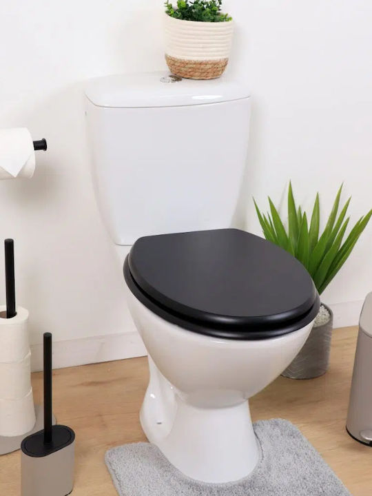 Eurocasa Wooden Soft Close Toilet Seat Black 47cm