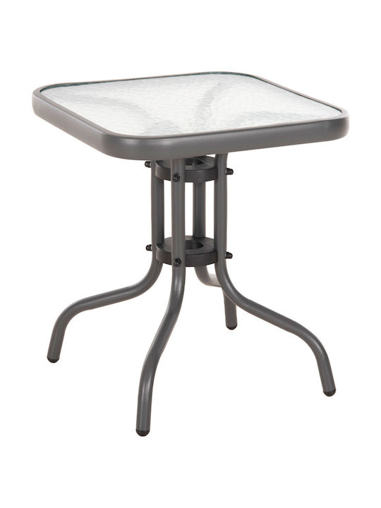 Hilfsmittel Gartentisch für Kleine Außenbereiche Holz mit Metallrahmen Figo Grau 45x45x51cm