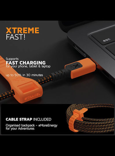 Xtorm Cablu Braided / Spiral USB 2.0 USB-C Masculin - USB-C 240W Power Delivery (PD) Portocaliu 1.5m MOB.ACC.00649