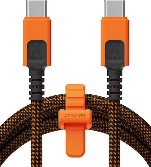 Xtorm Cablu Braided / Spiral USB 2.0 USB-C Masculin - USB-C 240W Power Delivery (PD) Portocaliu 1.5m MOB.ACC.00649