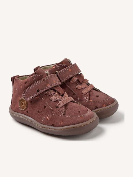 Anatomice Ghete Copii din Piele cu Velcro Roz